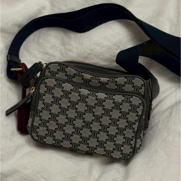 Celine Handbags - Celine Black and Gray Shoulder Bag